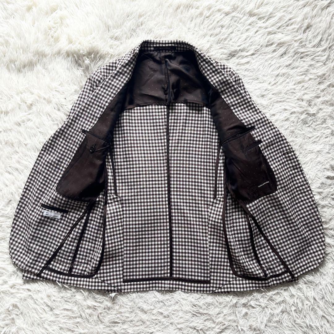 ＜極美品＞ TAGLIATORE タリアトーレ ウール シルク ブラウン チェック ジャケット サイズ48 Lサイズ ビジネス 結婚式_画像6