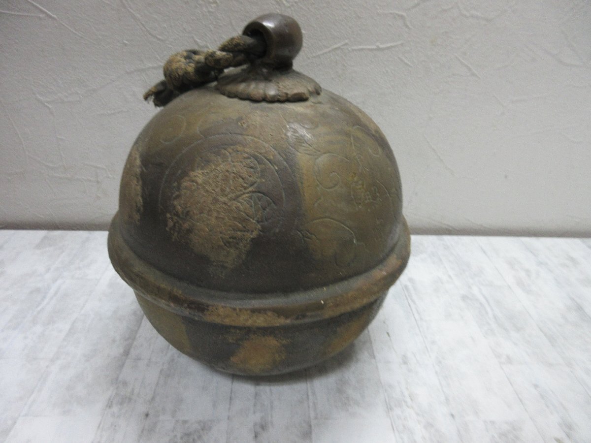 けんちゃん東照宮鈴徳川三つ葉葵古銅大鈴常雲作木箱入元禄元年五月吉日仏教美術 けんちゃん東照宮鈴徳川三つ葉葵古銅大鈴常雲作木箱入