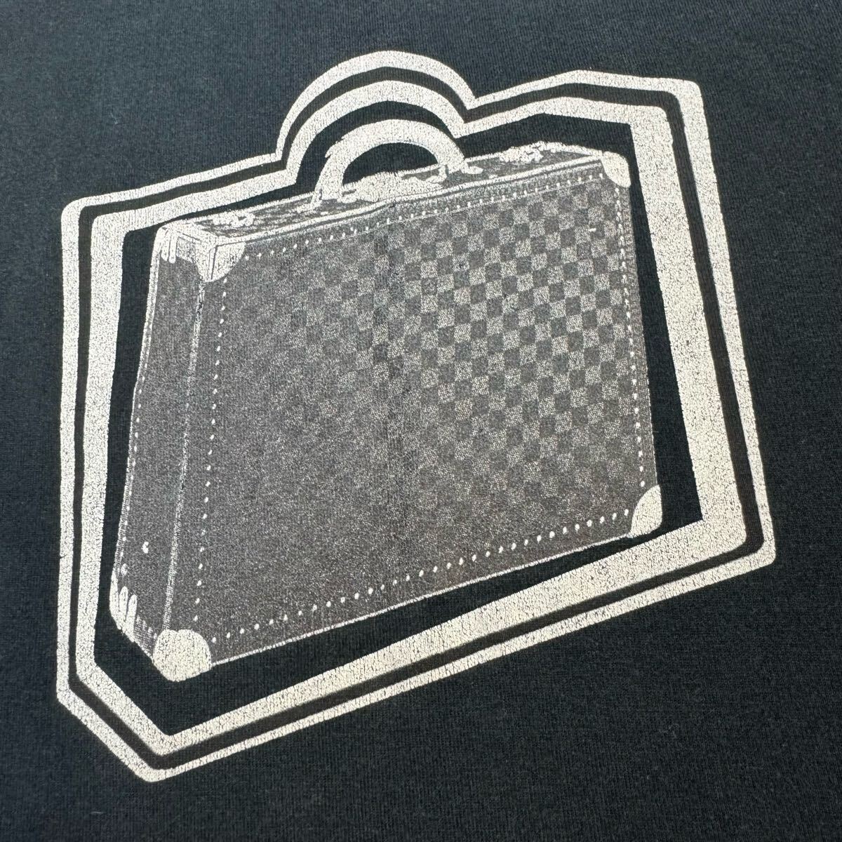 6『名作?最高峰』 LOUIS VUITTON ヴィトン メンズ 半袖 Tシャツ アーカイブ トランクケース バッグ ダミエ ブラック XS