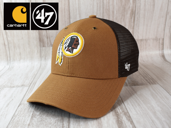 美品 47brand × carhartt キャップ カーハートレッドスキンズ 1円スタート!【未使用品】(フリーサイズ) 47 BRAND × Carhartt