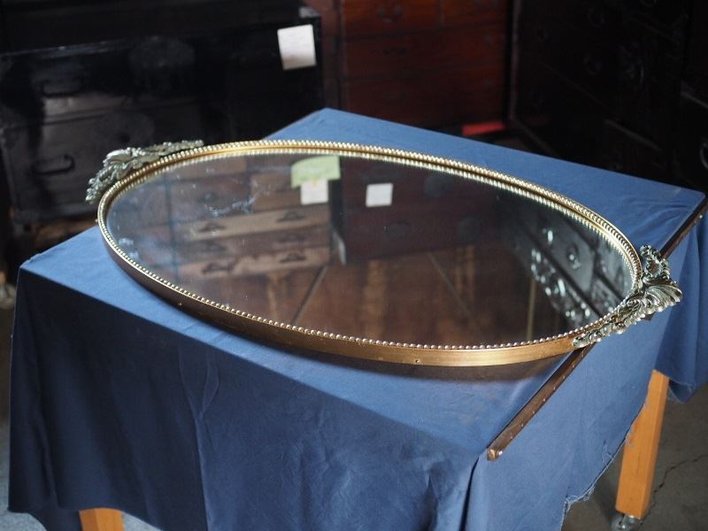 装飾の素敵な壁掛け鏡 ウォールミラー　古録展 送料別 Gサイズ　中古 品番K2224