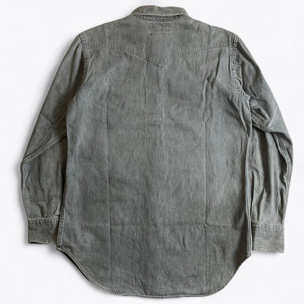 【90s】RRL デニムウエスタンシャツ 三ツ星タグ グレー vintage