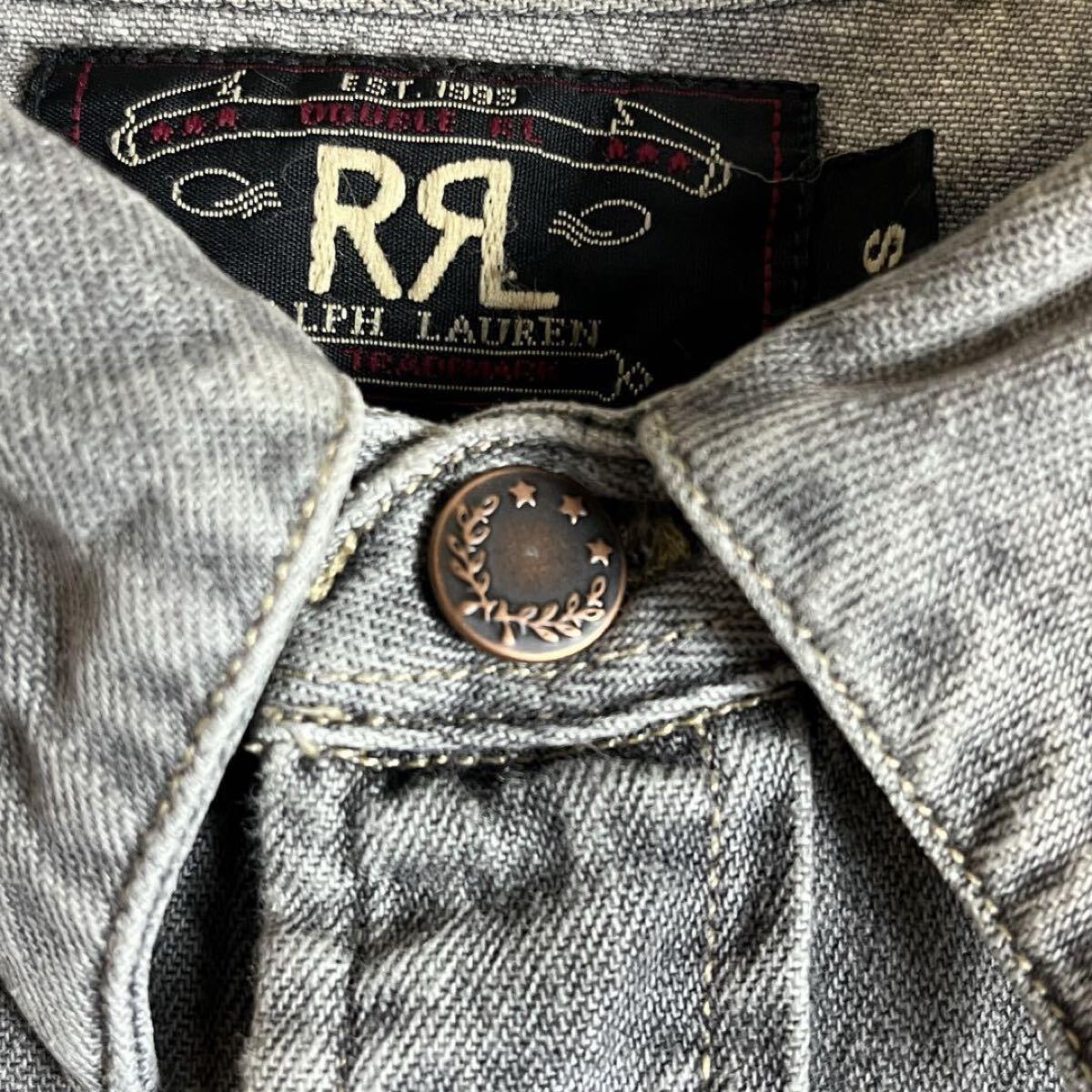 【90s】RRL デニムウエスタンシャツ 三ツ星タグ グレー vintage