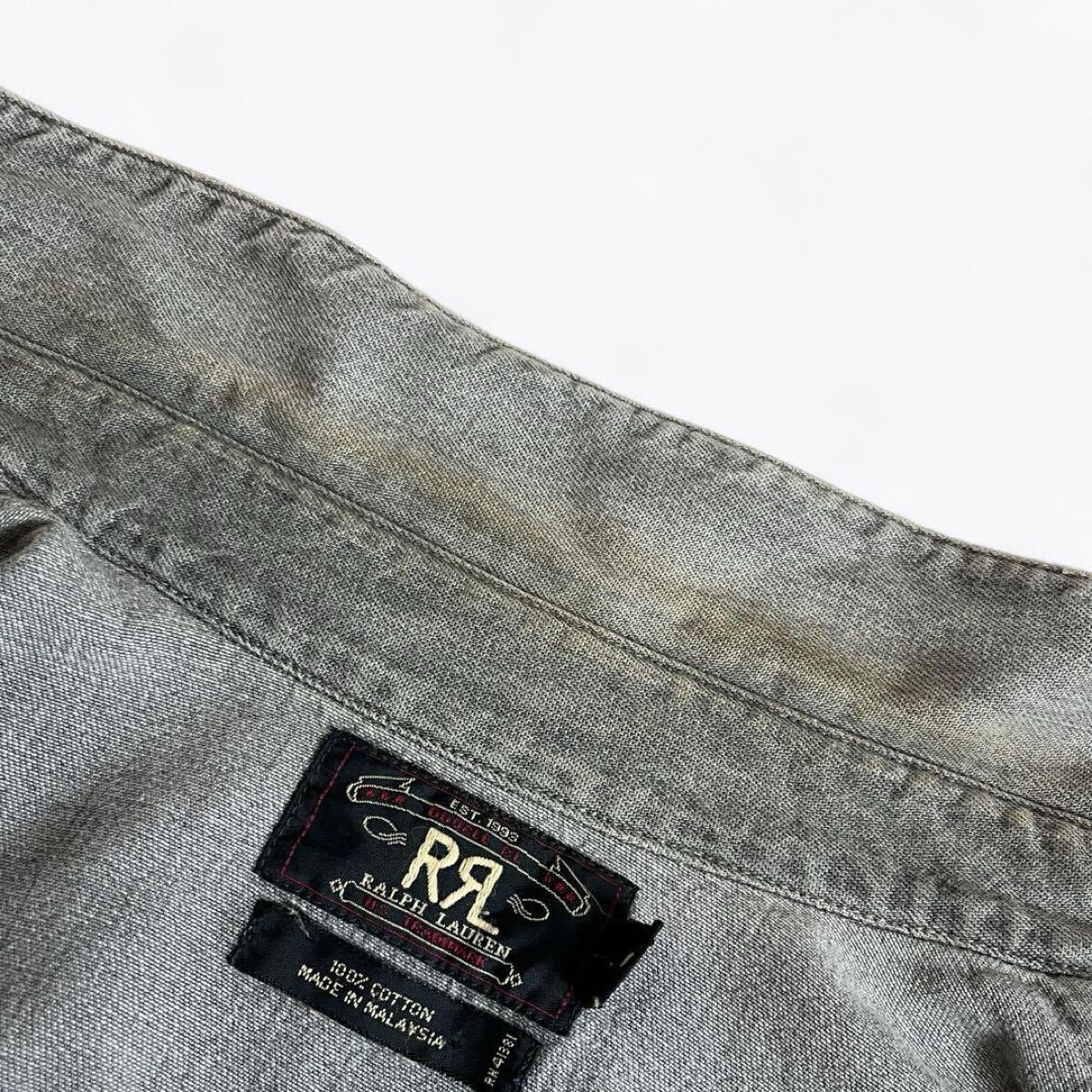 【90s】RRL デニムウエスタンシャツ 三ツ星タグ グレー vintage