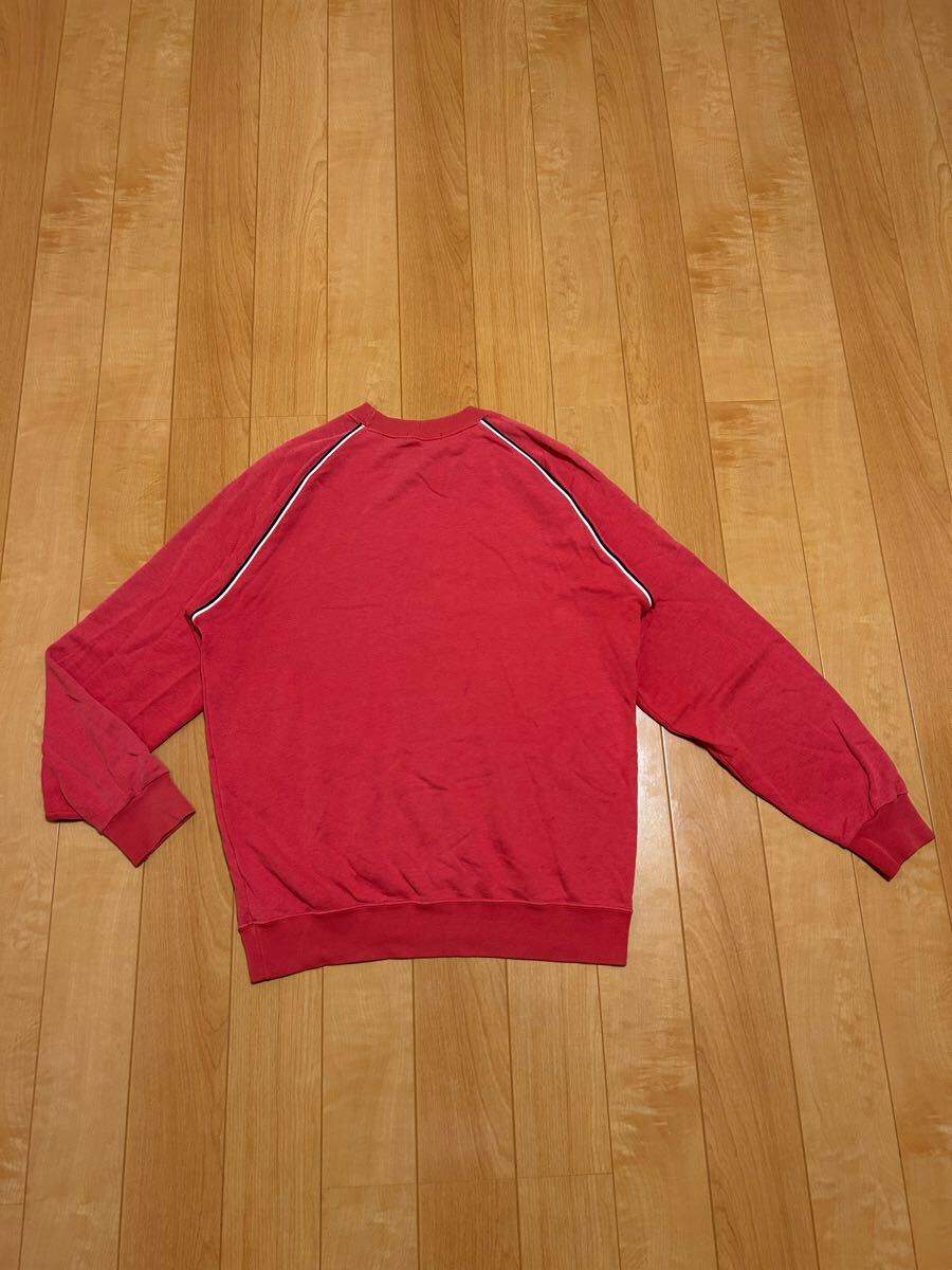 良品☆Rare！70-80sデサント／アディダス 希少サイズL并　里パイル地/ビンテージラグランスウェット BIG三つ葉ロゴ刺繍入&グッドフェード！