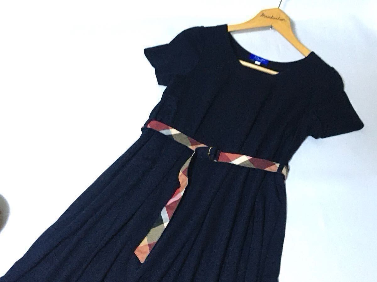 新品同様 ブルーレーベルクレストブリッジ 裾から見えるチェック柄が可愛いワンピース 36 送料230円?