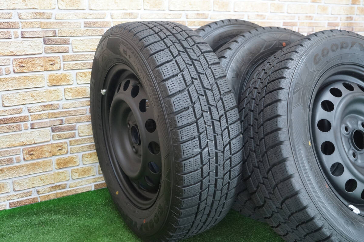 良品★スチール 5.5J+40 4H100★80~90%山★Goodyear 195/65R15 フィールダー プロボックス 等に