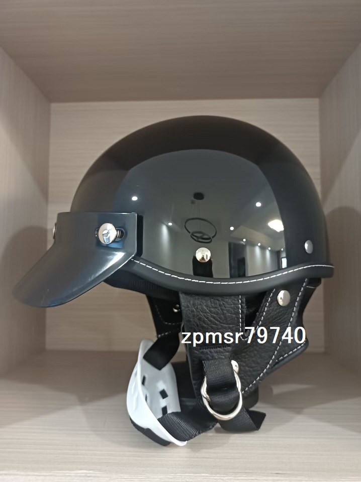 新品！！　 レトロ ハーレー ショーティー 風 半帽 ヘルメット　オーシャンビートル　艶有り黒　　Ｌサイズ_画像1