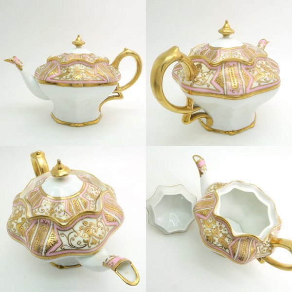1円～ オールドノリタケ アンティーク 食器 3點まとめて ティーポット 他 金彩 金盛 マルキ印 ◆送料800円～◆～5/14(水)終了◆質(zhì)屋-10874