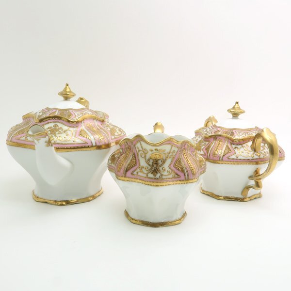 1円～ オールドノリタケ アンティーク 食器 3點まとめて ティーポット 他 金彩 金盛 マルキ印 ◆送料800円～◆～5/14(水)終了◆質(zhì)屋-10874