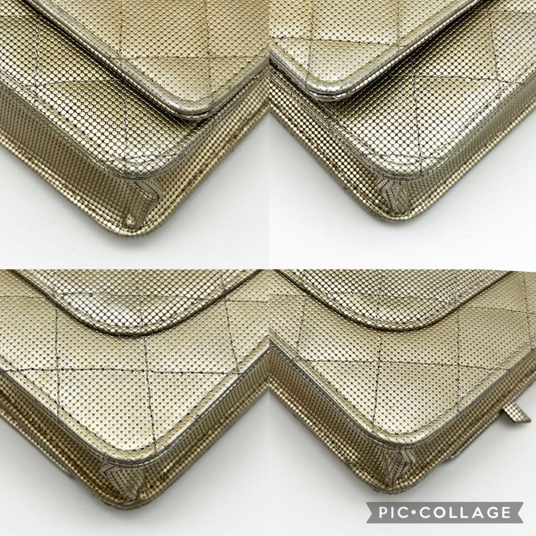 シャネル　マトラッセ　レザー　チェーンウォレット　ゴールド　228