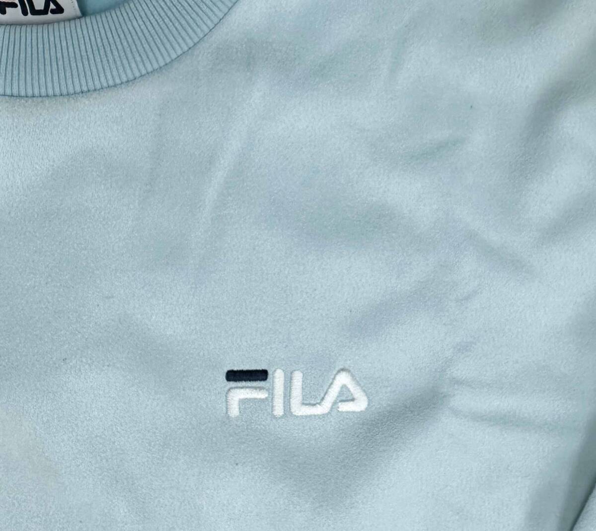 新品 L ★ FILA フィラ レディース トレーナー 裏起毛 ライトブルー 長袖 スウェット ロゴ刺繍 水色 女性用 トップス 起毛 スポーツ