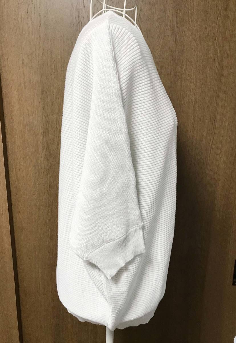 新品 M ★ REI RISEE 7分袖 ニット オフホワイト ラメ入り ドルマン レディース ニット セーター サマーニット 白 7分丈 チュニック