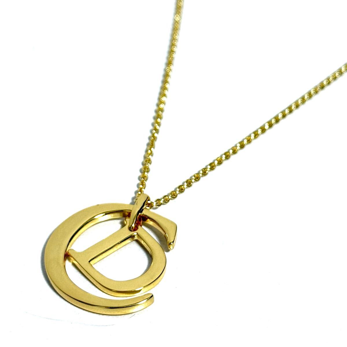 【1円スタート】Christian Dior クリスチャンディオール ロゴネックレス CD GP レディース ゴールドカラー