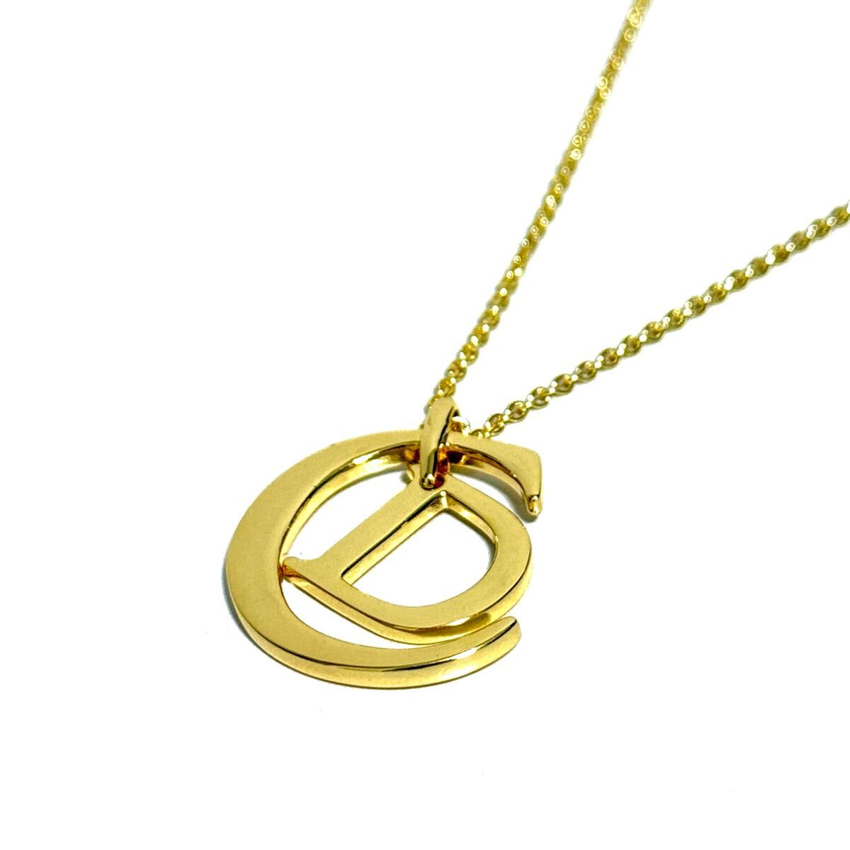 【1円スタート】Christian Dior クリスチャンディオール ロゴネックレス CD GP レディース ゴールドカラー