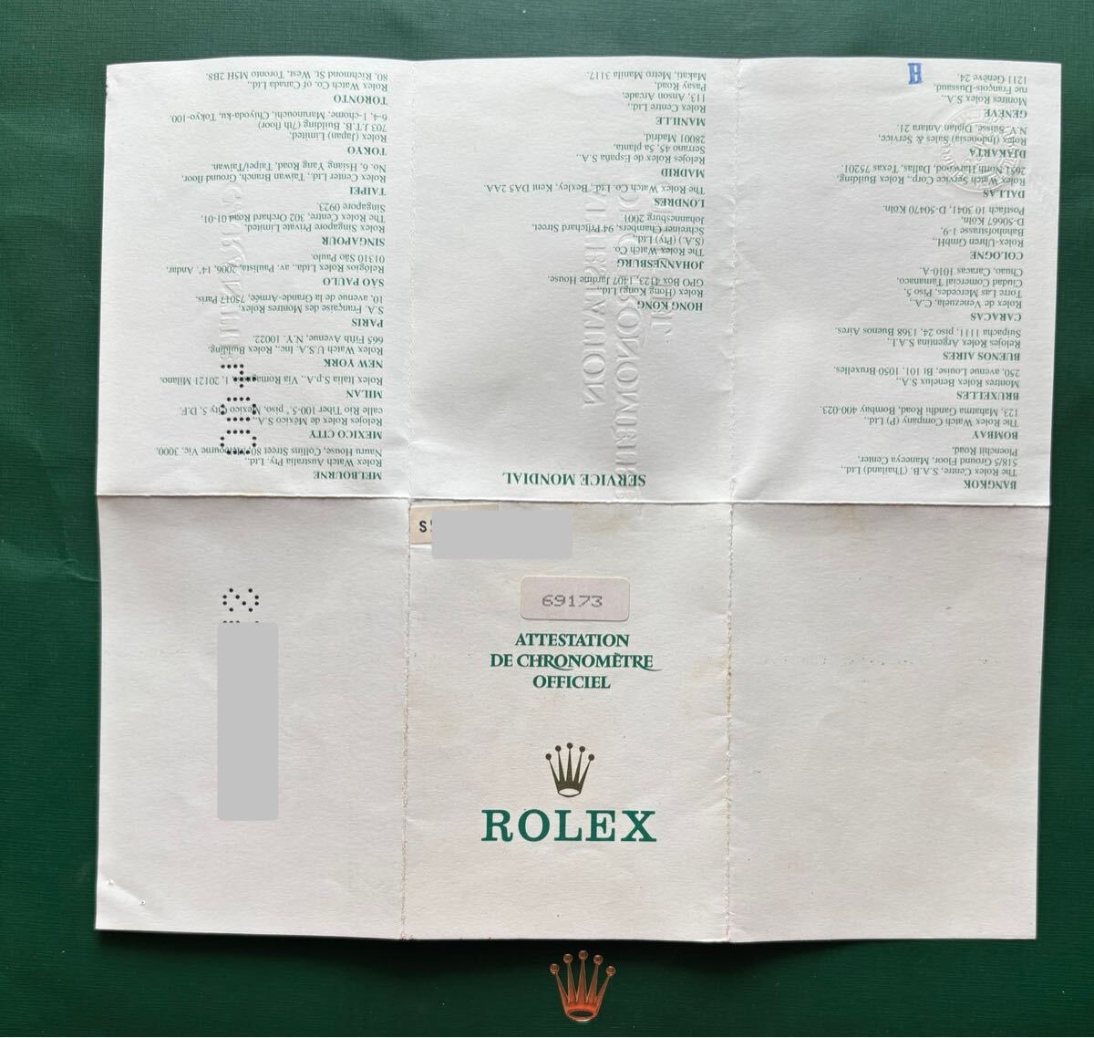 ロレックス ROLEX 69173 ギャラ タグ ギャランティー 保証書