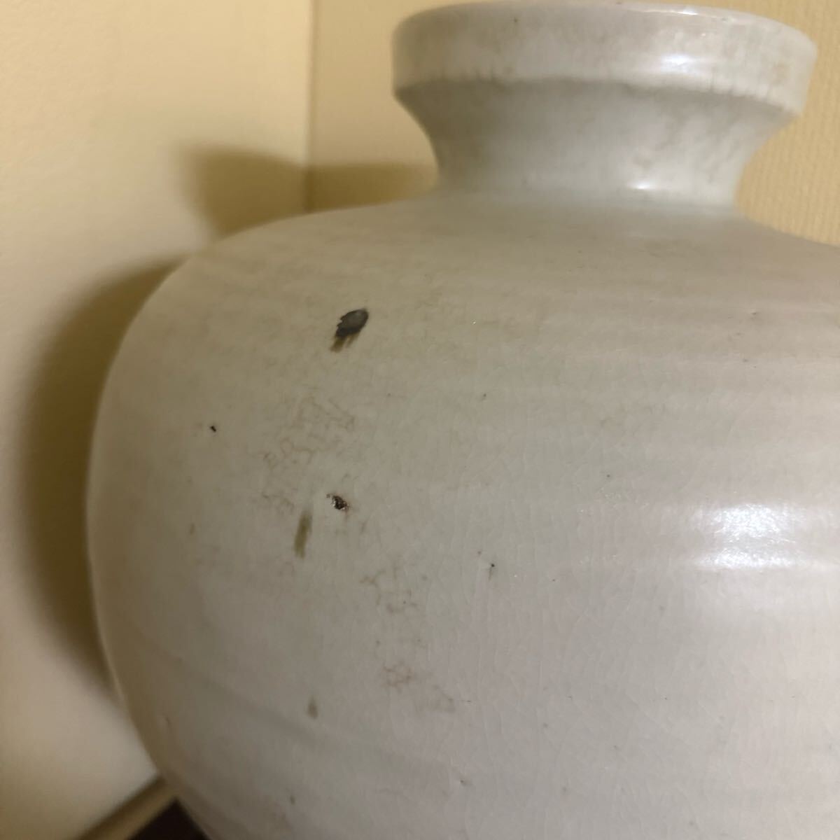 希少】かちりとした佇まいの李朝白磁壺 李朝期 花器 花瓶 茶道具