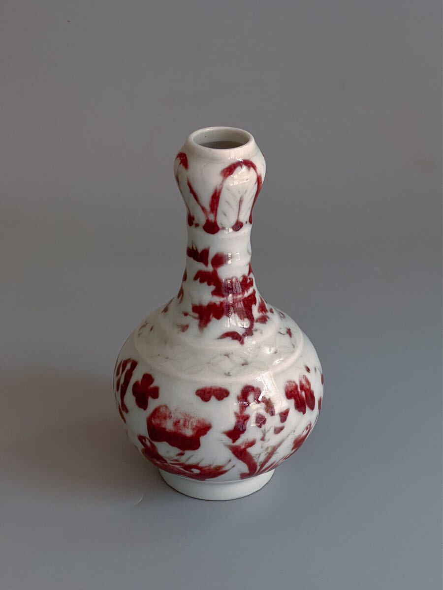 中国清代の紅釉瓶 唐物古美術品 江戸アンティーク骨董