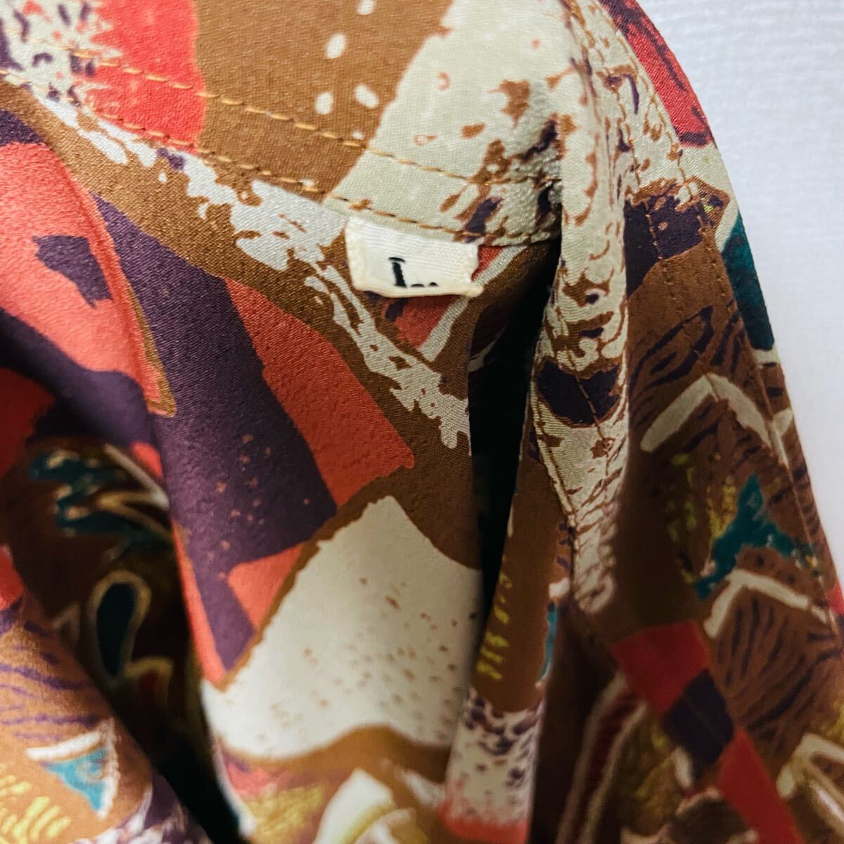 ヴィンテージ ビンテージ　シャツ　長袖　総柄　古着　個性派　アンティーク　メンズ　L_画像9