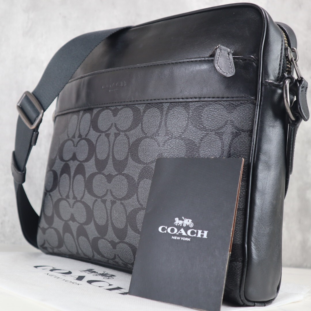 COACH コーチ ショルダーバッグ シグネチャー レザー ブラック