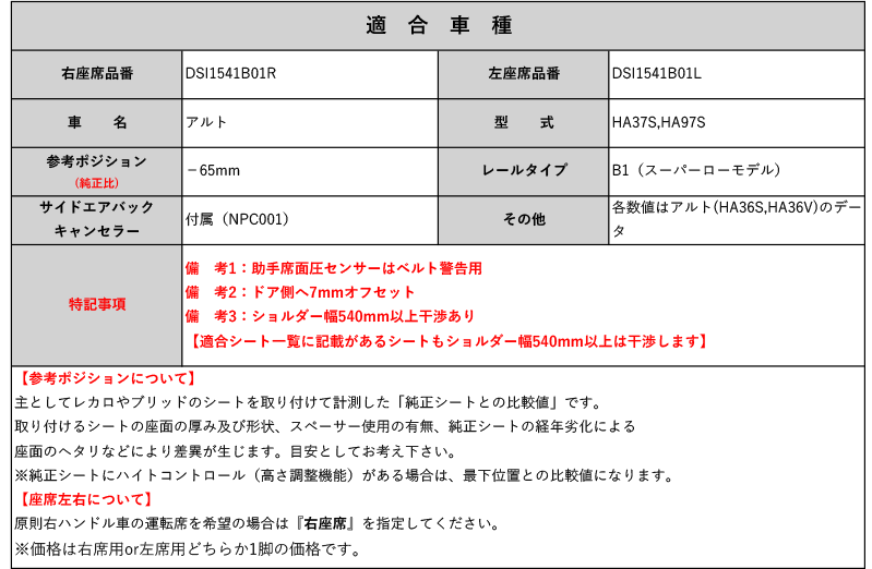 [スパルコ 底止めタイプ]HA37S,HA97S アルト用シートレール(スーパーローモデル)[N SPORT製]
