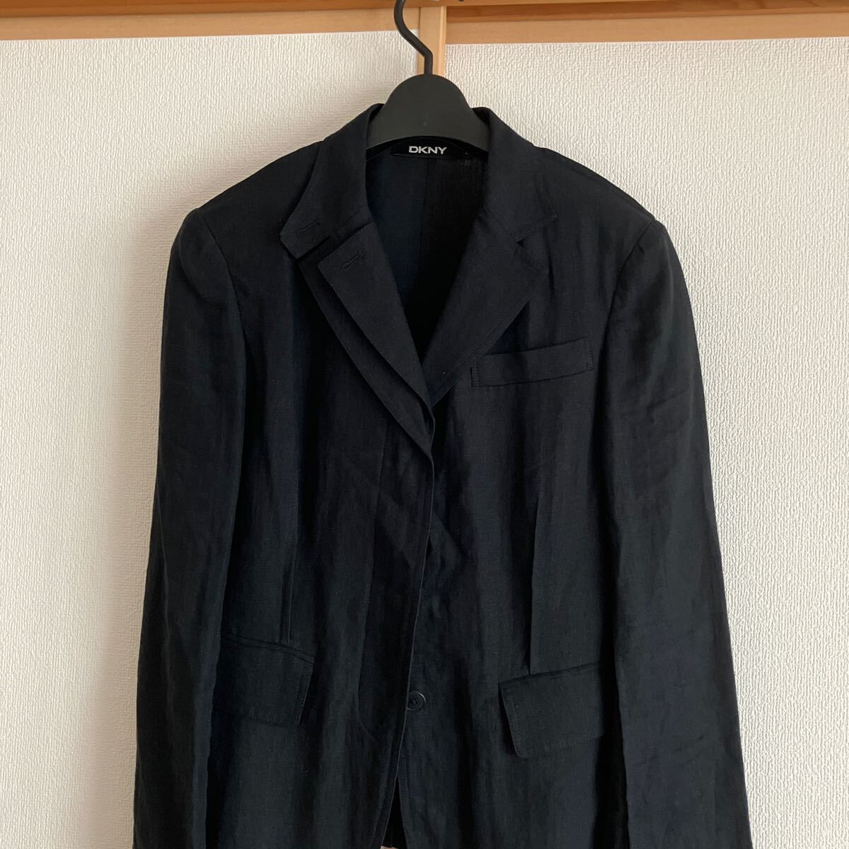 ＤKNＹ麻100%ジャケット?。庭单ぅ?黒