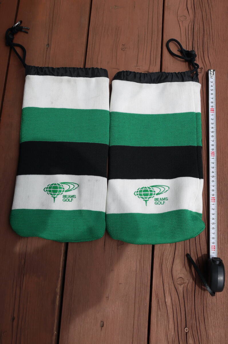 美品!!BEAMSGOLF ビームスゴルフ シューズケース ニット 緑黒白色