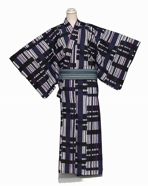 男性用仕立上り浴衣 M4415-03M 送料無料 サイズＭ 訳あり?難あり 綿の男物ゆかた 男物格安ゆかた