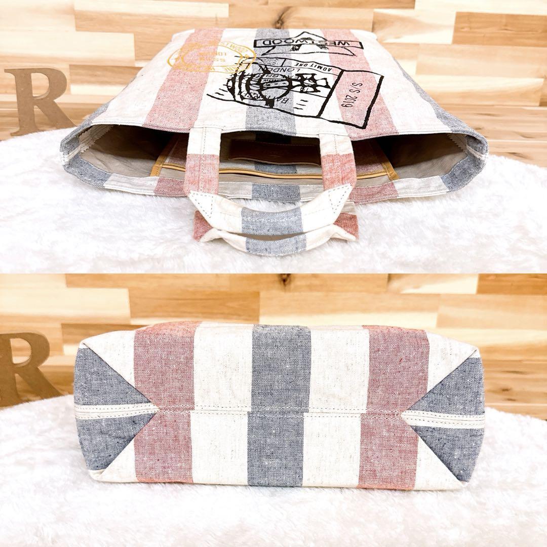 超稀少【ヴィヴィアンウエストウッド】スタンプ ストライプ トートバッグ 白×黒【HFby6PR】レディース・バッグ・春夏・秋冬【7ZL8】_画像6