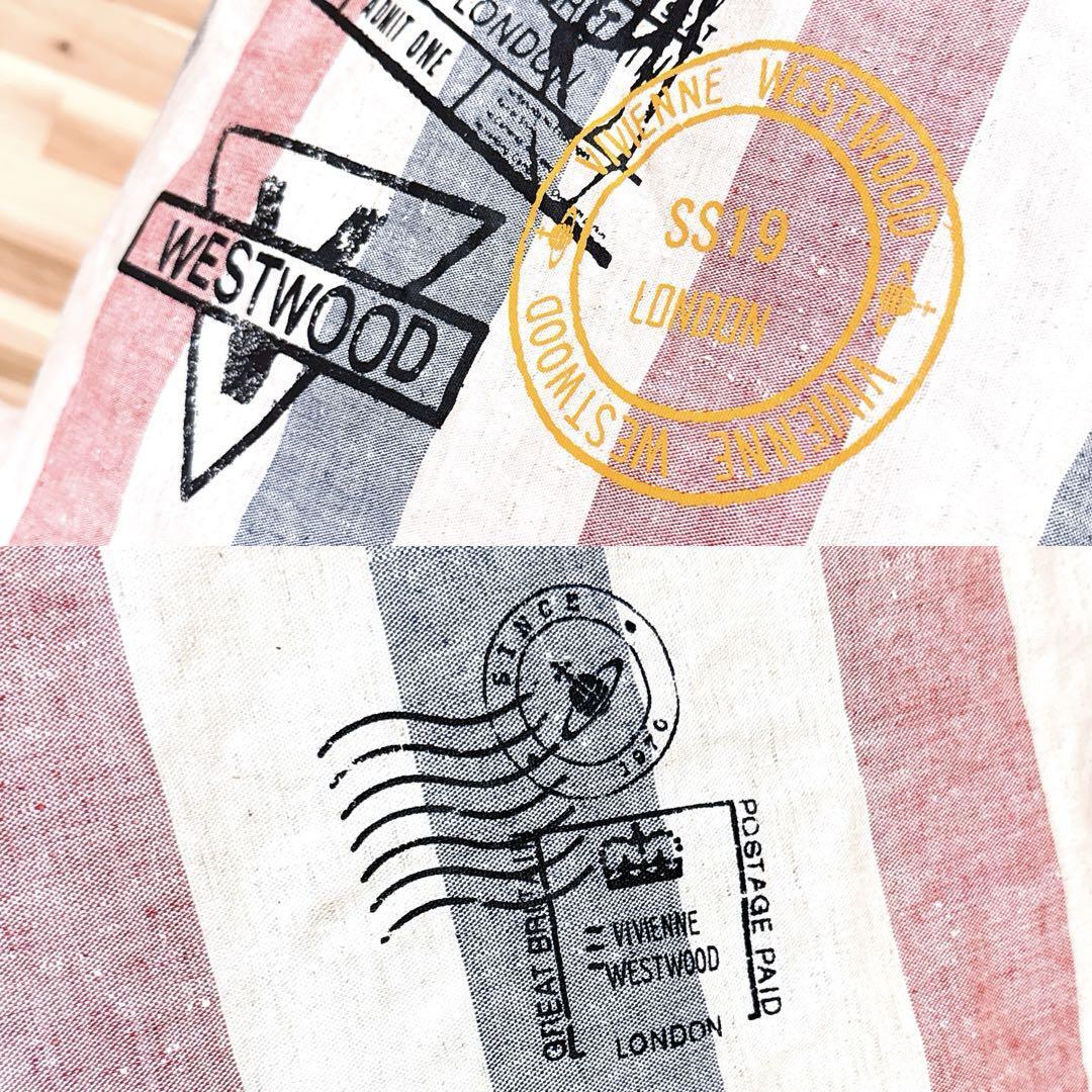 超稀少【ヴィヴィアンウエストウッド】スタンプ ストライプ トートバッグ 白×黒【HFby6PR】レディース・バッグ・春夏・秋冬【7ZL8】_画像7