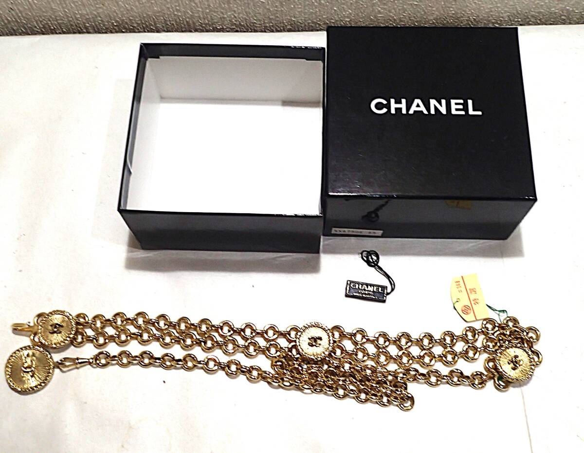 超美品.CHANEL.シャネル２連.ベルト８０?金色.チェーン2重チェーン34ｘ3＋４6x0.8〇型大直徑2.5?1個(gè)〇型直徑２?３個(gè).重.44g.