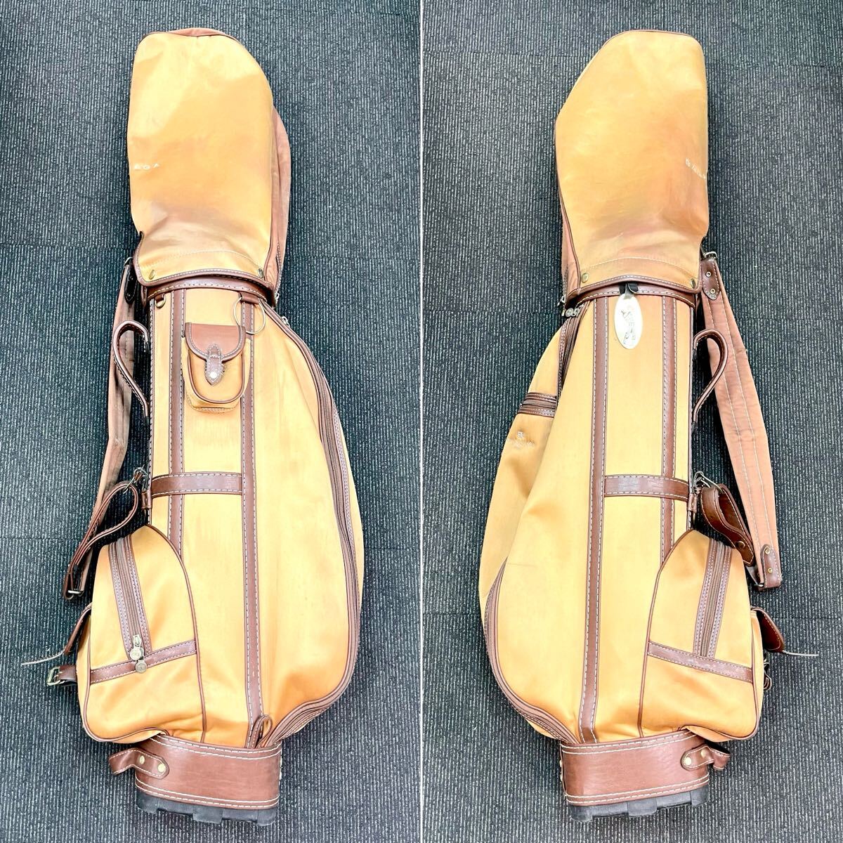 ★☆現(xiàn)狀渡し ゴルフ/ゴルフ用品 BALENCIAGA/バレンシアガ キャディバッグ/ゴルフバッグ 6.5インチ/6.5型 3分割 ブラウン系/ナイロン生地