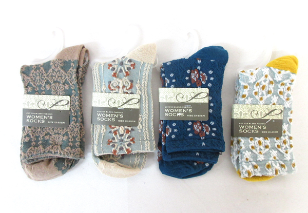 送料300円(稅込)■kz070■レディース クルーソックス 23-25cm 4種 30點【シンオク】