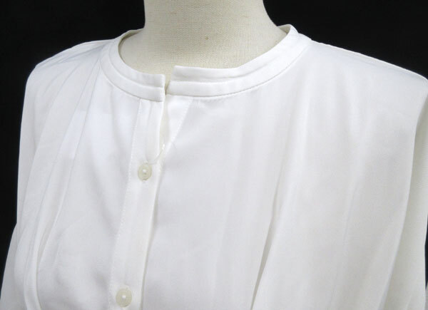 送料300円(稅込)■xp481■ヨーコモリモト タック&ドレープブラウス L ホワイト 12900円相當(dāng)【シンオク】