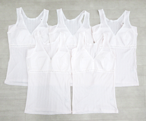送料300円(稅込)■zo964■レディース 清光 肌著 ラン型インナーシャツ L 日本制 5點【シンオク】