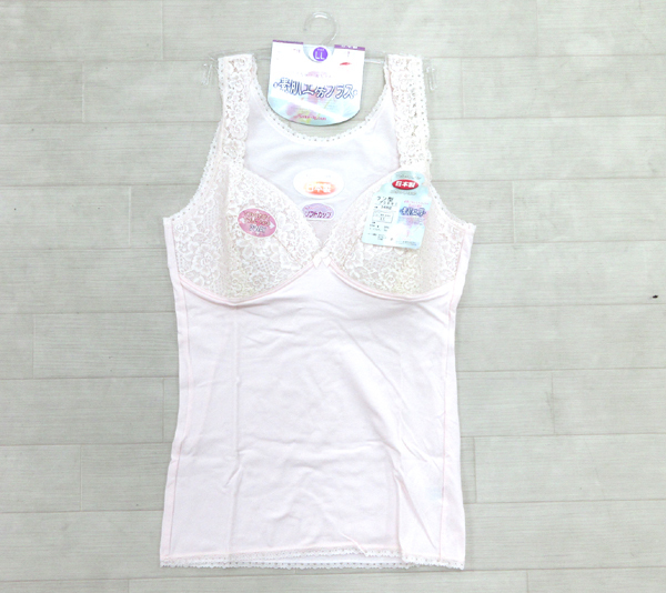 送料300円(稅込)■zo217■レディース 清光 肌著 素材工房プラス ラン型ブラキャミ LL 日本制 3點【シンオク】