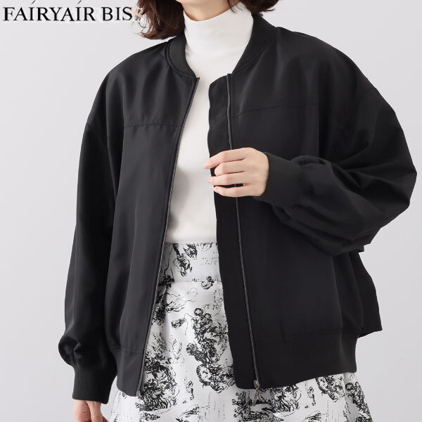 送料300円(稅込)■yv299■フェアリア ビス バックフリル デザインブルゾン M ブラック 【シンオク】