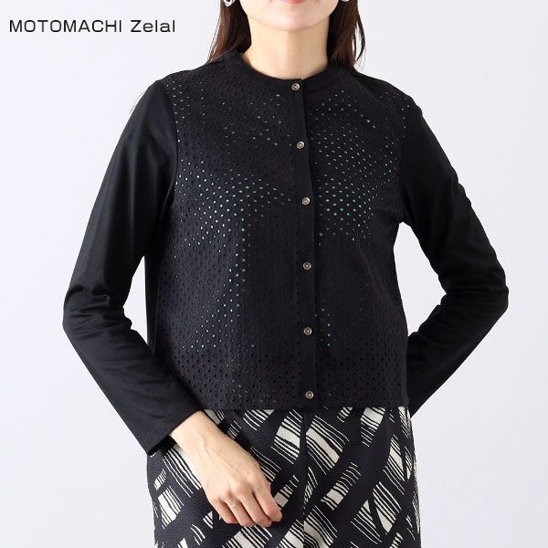 送料185円■kw556■▼元町ゼラール ラウンドネック カーディガン M ブラック 7900円相當(dāng)【シンオク】【クリックポスト発送】