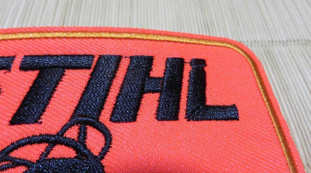 橙SH《激渋》激渋STIHLスチール 刺繍ワッペン◆アウトドアパワーツール、チェンソー/ トリマー◎アメリカ　DIY　山林業(yè)　農(nóng)業(yè)　工事関系者