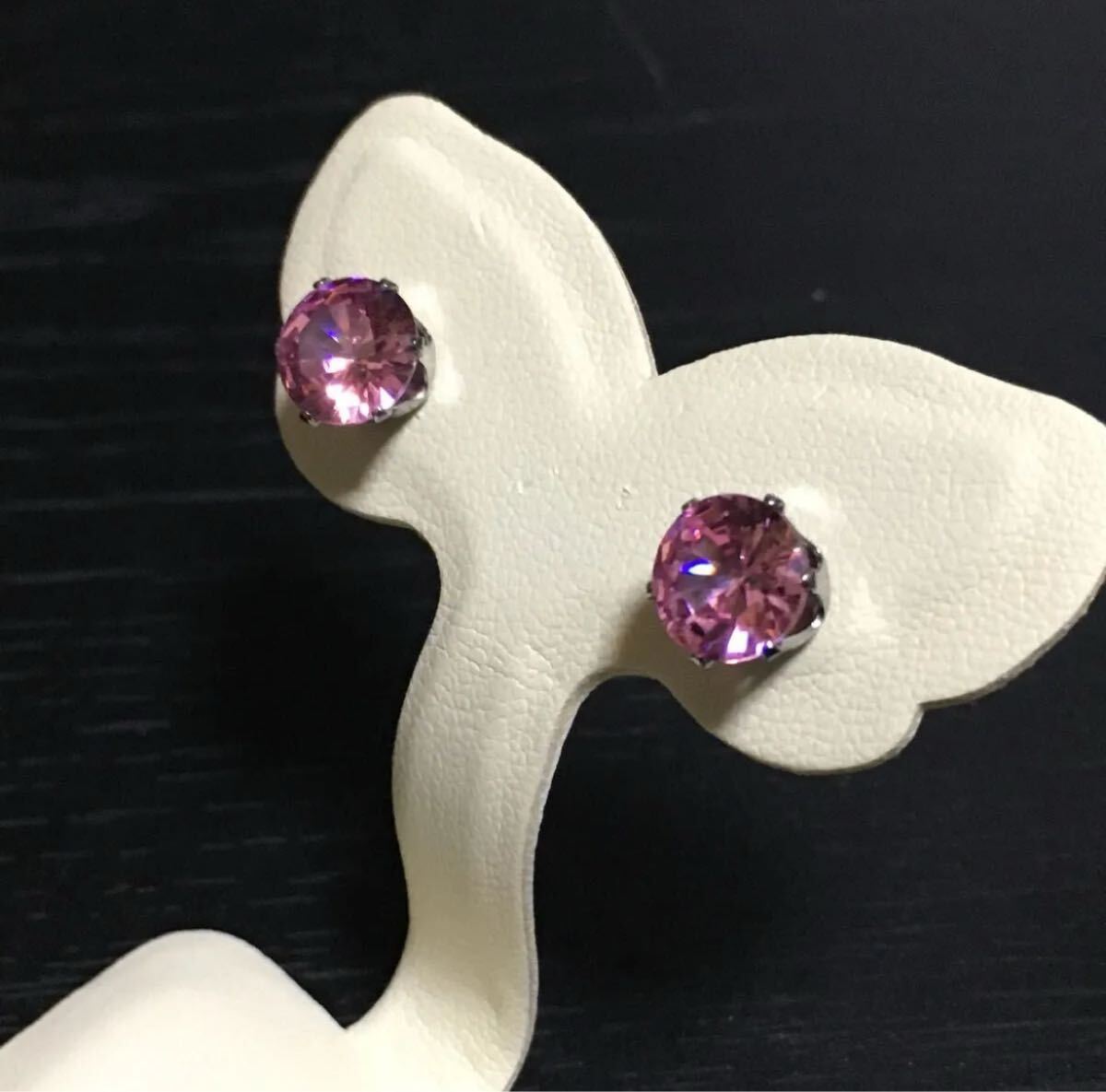 ピアス/ジルコニア/約8mm /カラー:ピンク ラインストーン_画像2