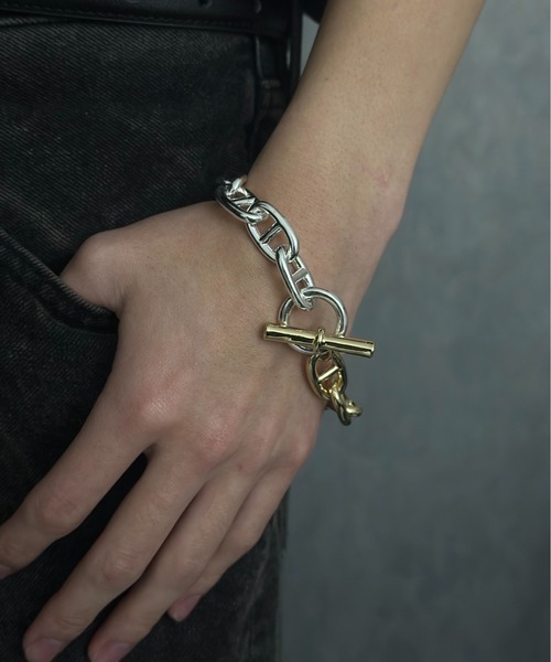 「Burner」 ブレスレット 75 シルバー×ゴールド メンズ