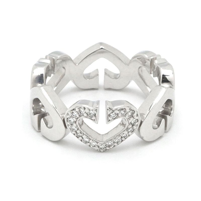  Cartier C Heart кольцо 9.5 номер K18WG бриллиант в форме сердечка C узор mere diamond белое золото металлы 6.7g б/у бесплатная доставка 