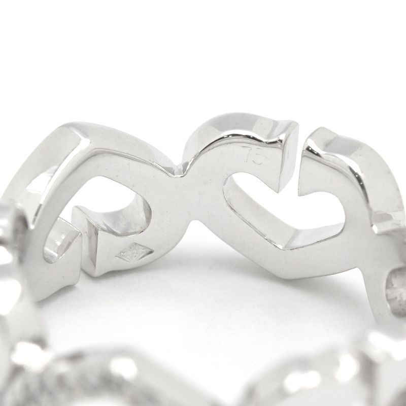  Cartier C Heart кольцо 9.5 номер K18WG бриллиант в форме сердечка C узор mere diamond белое золото металлы 6.7g б/у бесплатная доставка 
