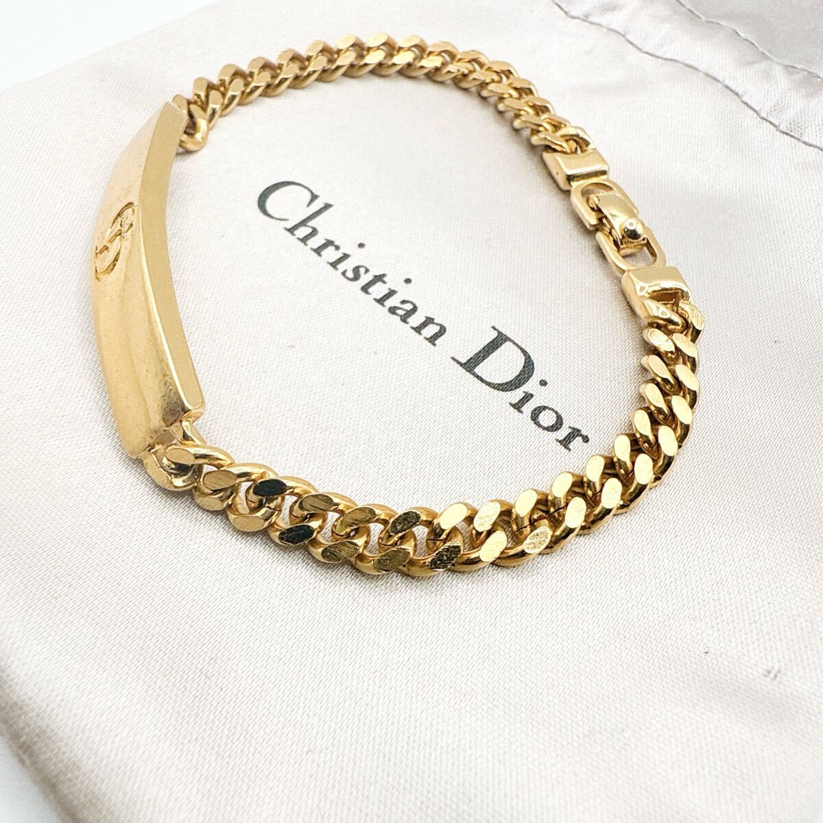 2561-2　【Germany制】　Dior　ブレスレット　バングル　CD　希少　アクセサリー　ディオール　金　ゴールド