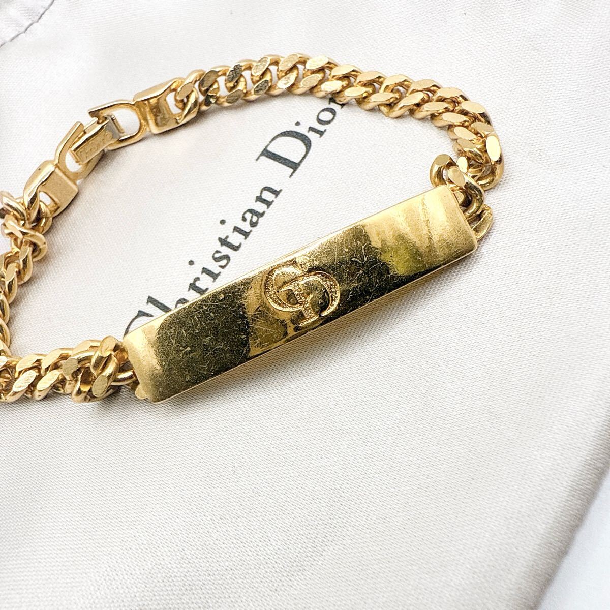 2561-2　【Germany制】　Dior　ブレスレット　バングル　CD　希少　アクセサリー　ディオール　金　ゴールド