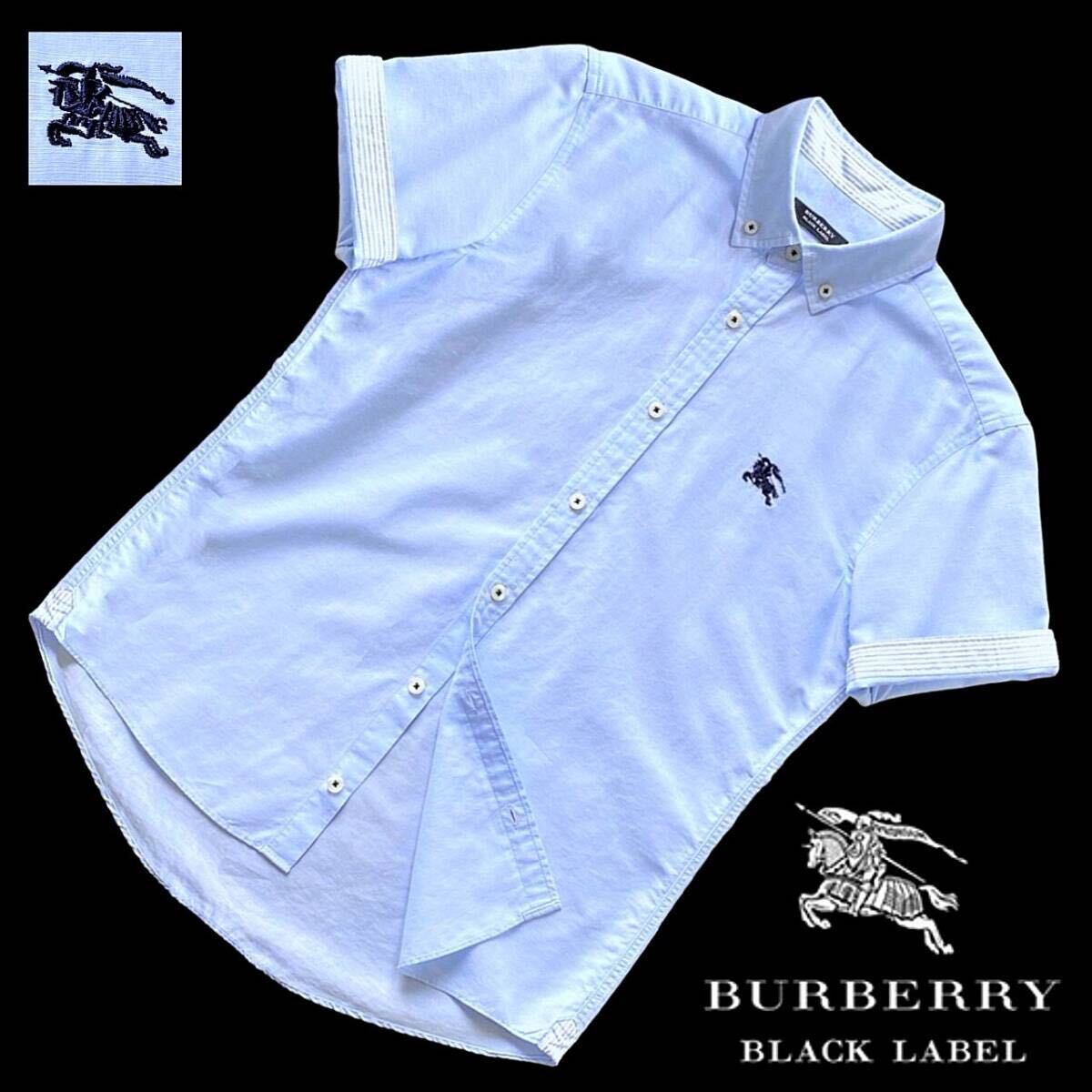 新品！2(M)バーバリーブラックレーベル ホース刺繍×トリコロール色 ギンガムチェック 胸ポケット メンズ 半袖シャツ BURBERRY BLACK LABEL バーバリーブラックレーベル ホース刺繍 トリコロール色 ケーブル編み