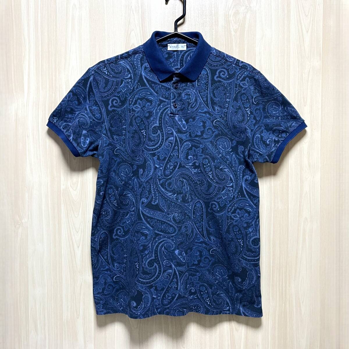 良品 イタリア制 エトロ ETRO フローラル ペイズリー柄 ポロシャツ プルオーバー 半袖 シャツ コットン カノコ織 ミラノ