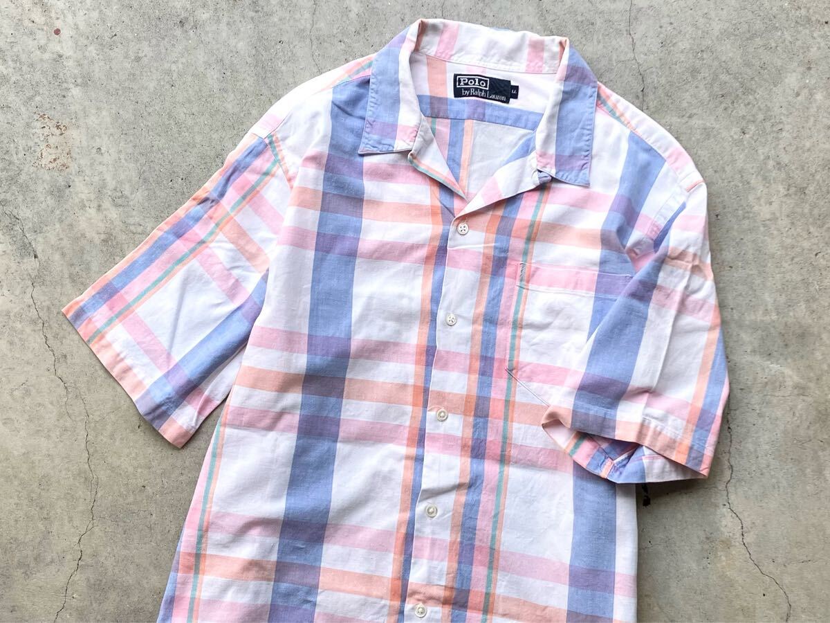 Polo by ラルフローレン 開(kāi)襟 半袖シャツ LL メンズ オープンカラー チェック オックスフォードシャツ CALDWELL CLAYTON XL アロハシャツ