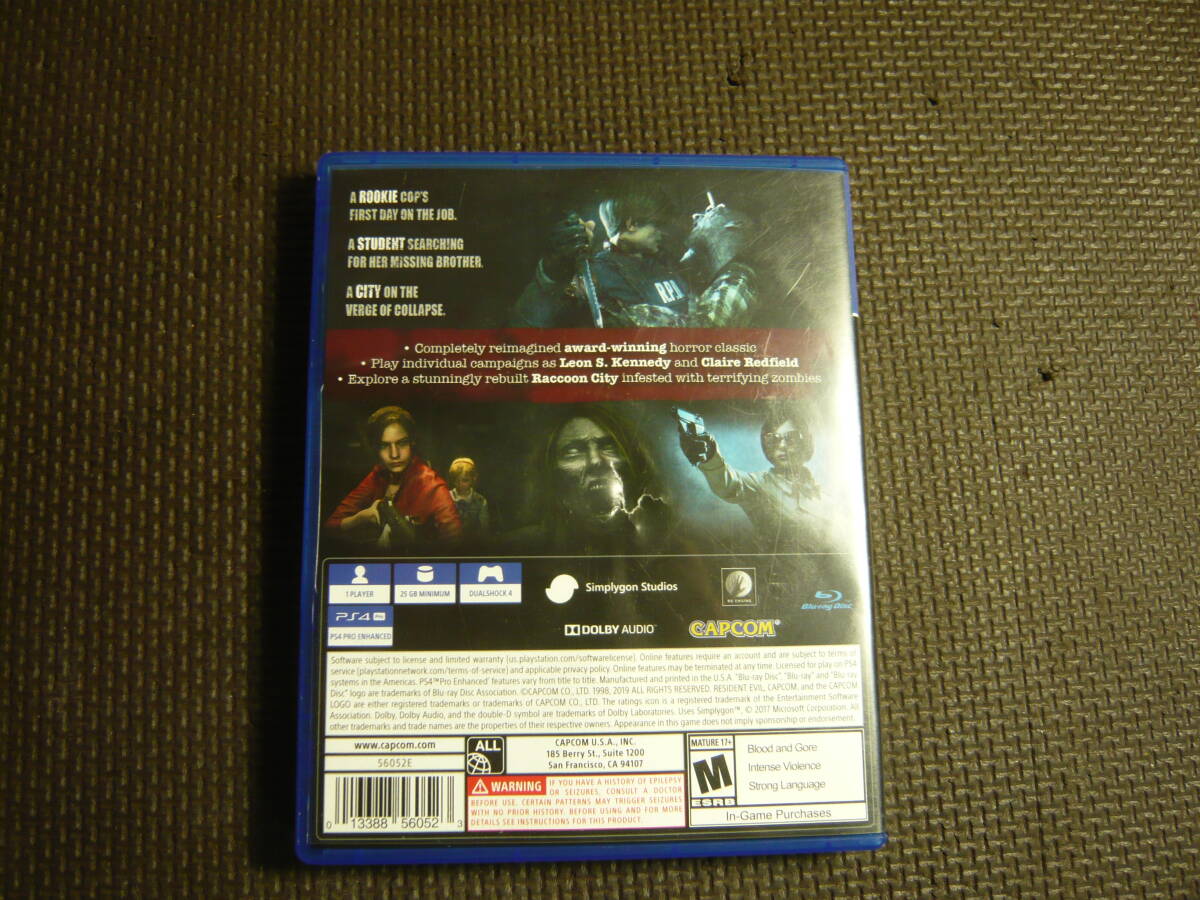 北米版 PS4 ソフト Resident Evil 2 : バイオハザード RE:2 海外
