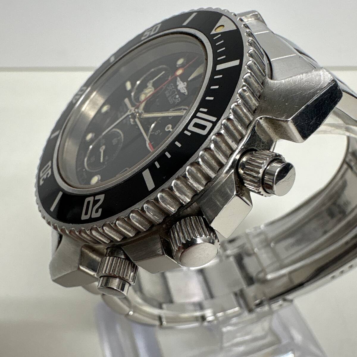 電池切れ　SECTOR　セクター　SGE500　クロノグラフ　クオーツ　メンズ腕時計　ダイバー　黒文字盤　中古